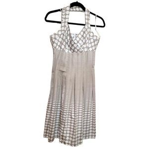 Calvin Klein Polka and Strips Taupe and White Sleeveless Dress 12